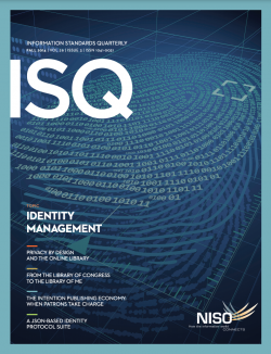 Cover of Information Standards Quarterly 26/3, Fall 2014