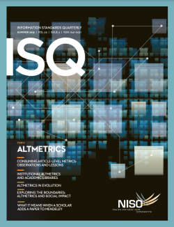 Cover of Information Standards Quarterly, Summer 2013